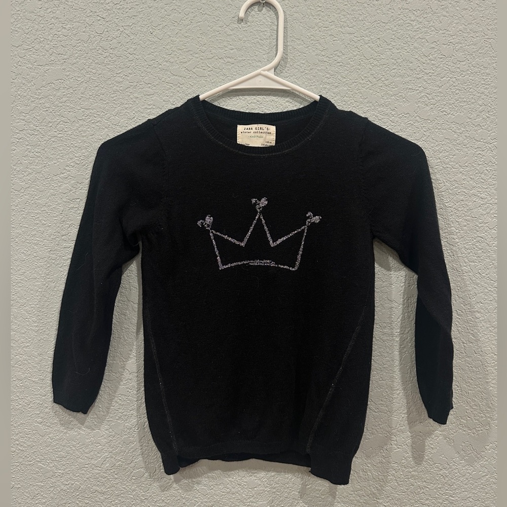 Like New Girls Zara Black Crown Sweater 5-6 | 116 cm